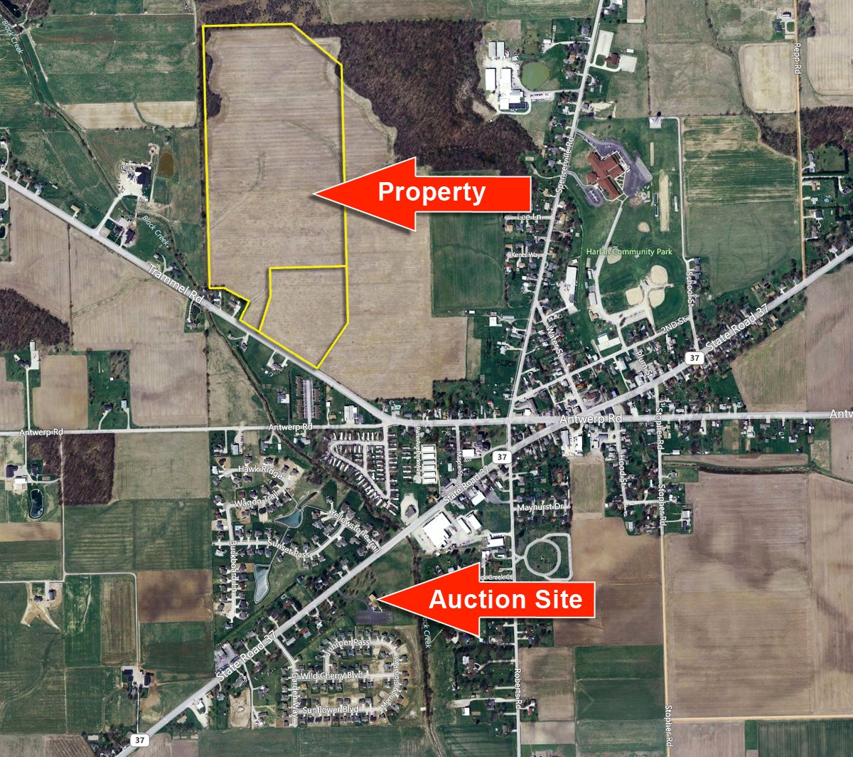 Area map - 74 Acres Offered in 2 Tracts with Potential Commercial and Residential Development
